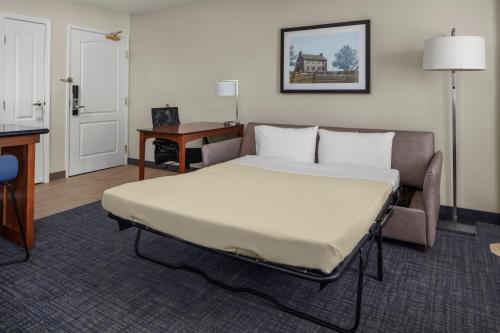 马纳萨斯马纳萨斯战场公园公寓酒店的一间卧室配有一张床、一张沙发和一张书桌