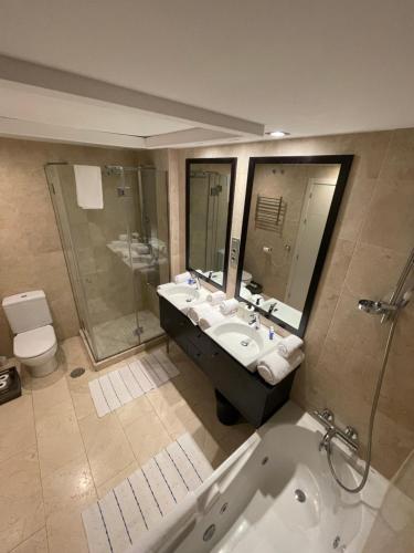 卡萨雷斯LUXURY Casares del Mar D BJ2的一间带水槽、淋浴和卫生间的浴室