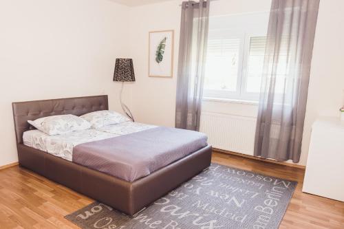 查科韦茨Kuća za odmor BARBARELLA的一间卧室设有床、窗户和地毯。
