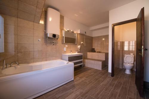 ZemunGardoš rooms的带浴缸、盥洗盆和卫生间的浴室