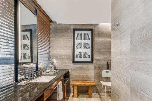 蒙特雷蒙特雷山谷盛大嘉年华美洲酒店的一间带水槽和镜子的浴室