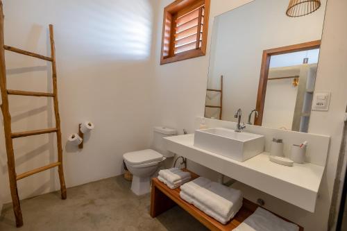 普雷亚Villa Binn by Kabana的一间带水槽、卫生间和镜子的浴室