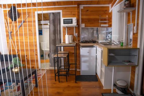 MatouryChalets Boiskanon B的一个带水槽和柜台的小厨房