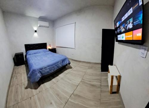卡塔马卡Casa Valle Viejo的一间卧室配有一张床和一台平面电视