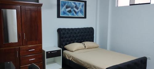 马尔多纳多港Makasai Tambopata 3的一间小卧室,配有一张床和一个梳妆台