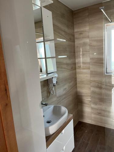 克拉多沃Zanes Guest House的一间带水槽和镜子的浴室