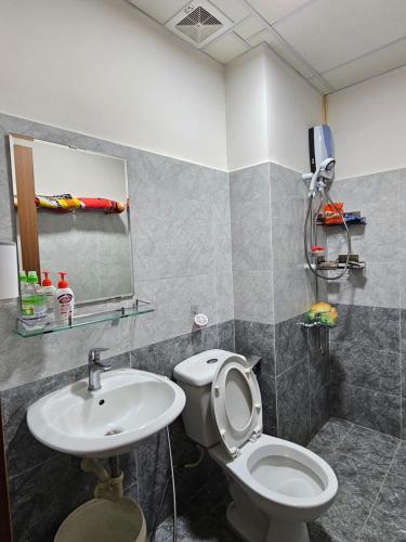 Kinh DinhMADLAD SPACE homestay的一间带卫生间和水槽的浴室