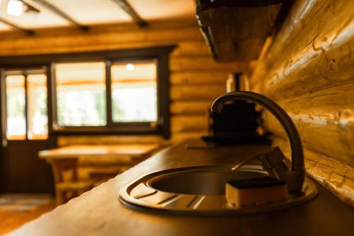 塞尼维斯卡波利亚纳Шепіт Карпат的小木屋内的厨房配有水槽