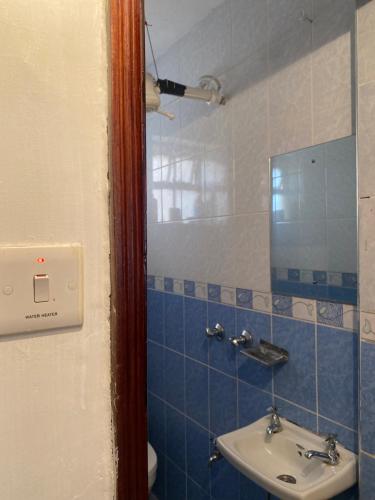 内罗毕Private,secure 1bedroom in Nairobi west的一间带水槽和镜子的浴室