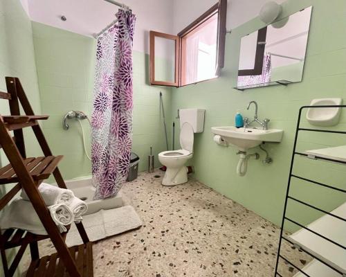 库卡里Samos - Kokkari - Eirini's Studios的一间带卫生间和水槽的浴室