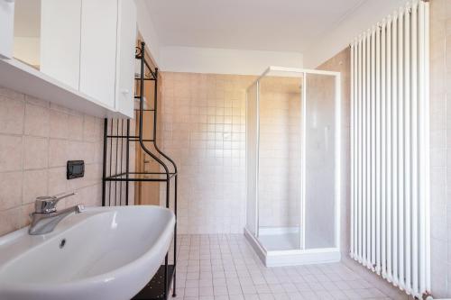 科姆梅扎杜拉Ride Home - Val di Sole的带浴缸、水槽和淋浴的浴室