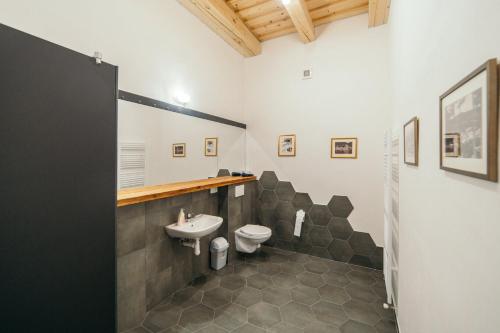 班斯卡 - 什佳夫尼察HoStel Cosmopolitan*的一间带卫生间和水槽的浴室