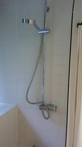 奥尔德姆Millstone cottage的浴室内配有淋浴和头顶淋浴
