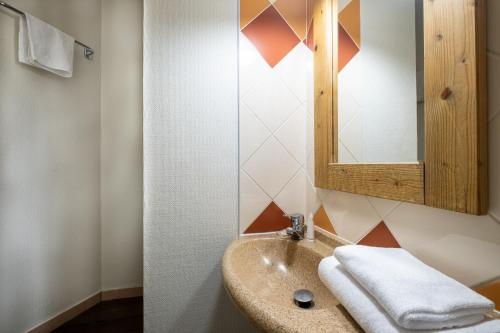 夏蒙尼-勃朗峰玛伊瓦利维耶尔的一间带水槽和镜子的浴室