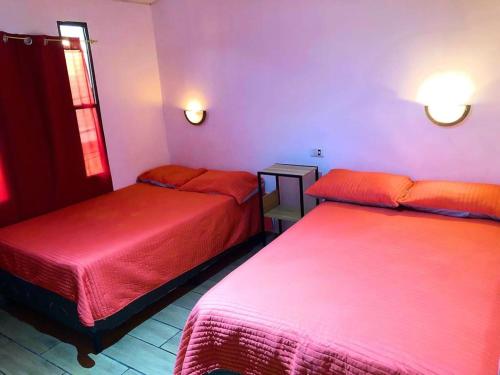 拉乌尼翁INGRID LOFTS的红色床单的客房内的两张床