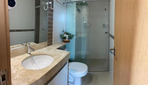 热河市PARK VEREDAS Flat 707的一间带水槽和卫生间的浴室