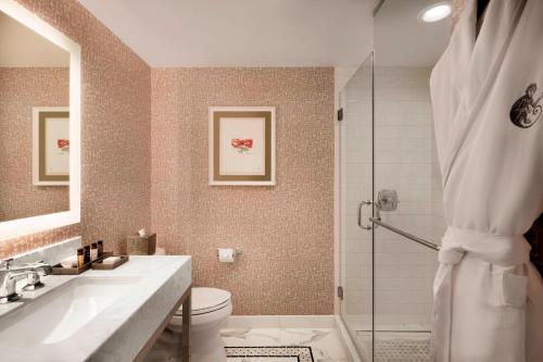 阿默斯特布法罗雷卡特翠贡精选酒店的带淋浴、盥洗盆和卫生间的浴室
