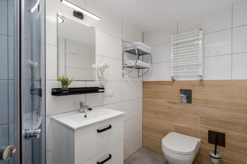 索莱克-特洛伊Syrenka的浴室配有卫生间、盥洗盆和淋浴。