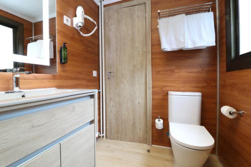 维耶拉Hotel Blu Aran的一间带卫生间和水槽的浴室