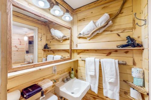 CedaredgeCedaredge Lodge, Cabin 7的一间带水槽和镜子的浴室