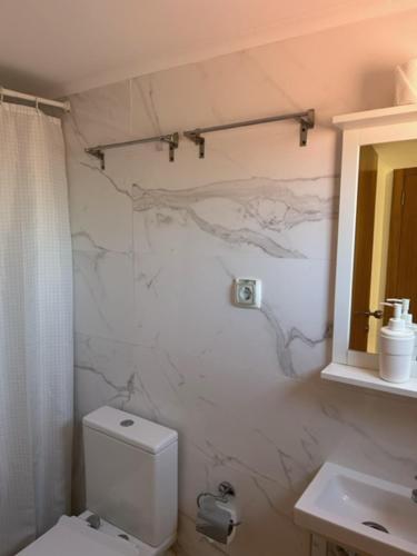 里斯本若昂酒店的一间带卫生间和水槽的浴室