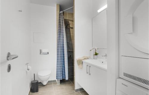 斯劳厄尔瑟Havnehusene, Lejl, 54的白色的浴室设有卫生间和水槽。