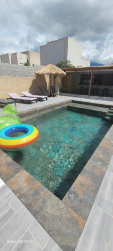卡尔维Villa individuelle 3 chambres - 6 pers的水中带飞盘的游泳池
