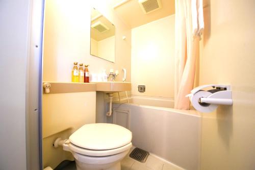 福冈平和台天神饭店的一间带卫生间和水槽的小浴室