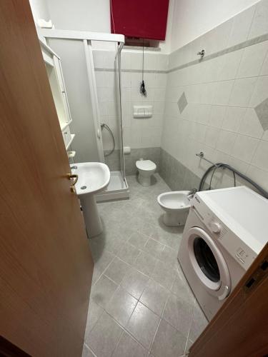 AviglianoB&b del corso的浴室配有卫生间水槽和洗衣机。