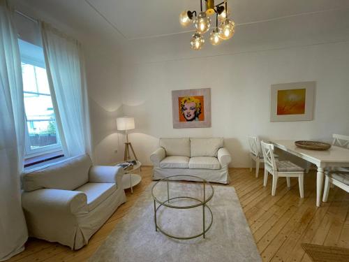 格拉茨Apartment Zum Dom的客厅配有两张沙发和一张桌子