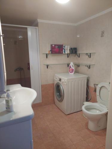 希俄斯Depys' View的一间带洗衣机和卫生间的浴室