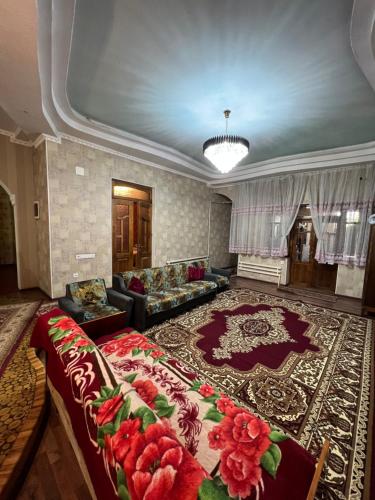 奥什Lovely home的带沙发和地毯的大型客厅