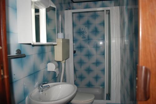塞科夫列Penzion Palma的浴室配有卫生间、盥洗盆和淋浴。