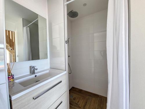 BilieuGîte Le Panoramique的一间带水槽和镜子的浴室