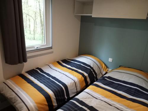 Bretagne-dʼArmagnacMobile Home的小型客房 - 带2张床和窗户