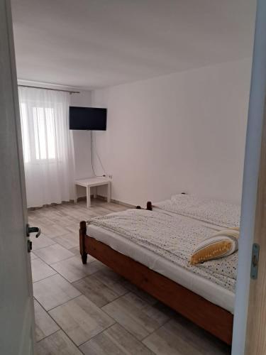 SchitulHotel Radarului Costinesti的一间卧室配有一张床,并在一间客房内配有电视。