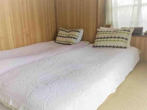 AsaHOMESTAY Kucha - Vacation STAY 17860v的一张大床,上面有两个枕头