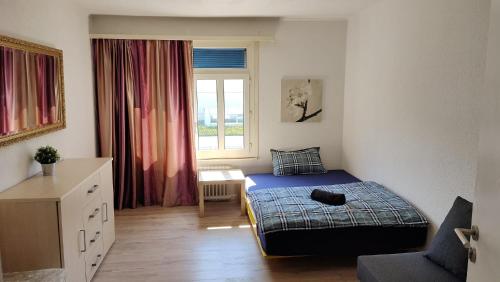 圣加仑City Home St Gallen的一间小卧室,配有床和窗户
