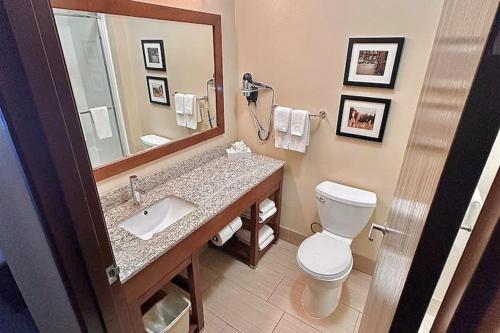凤凰城Baymont by Wyndham Phoenix North的一间带水槽、卫生间和镜子的浴室