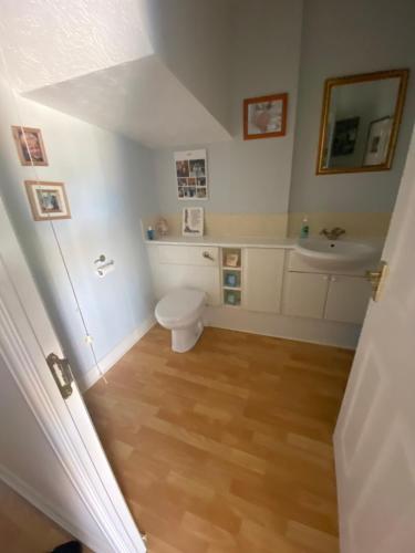帕多克伍德One double bedroom with en suite in Paddock Wood的一间带卫生间和水槽的浴室
