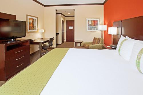 休斯顿休斯顿西能源走廊假日酒店的一间酒店客房,配有一张大床和一台平面电视