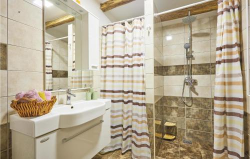 2 Bedroom Cozy Home In Hrastovica的一间带水槽和淋浴的浴室
