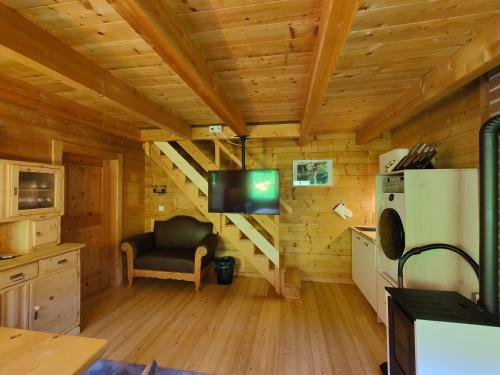 KrisplReithütte的小屋内的客厅配有沙发和电视