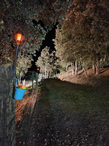 Petreto-BicchisanoChalet的栅栏边的路灯