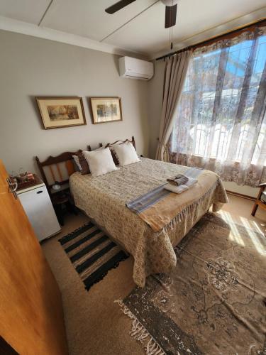 莫科帕内Emani Guest House的一间卧室设有一张床和一个大窗户