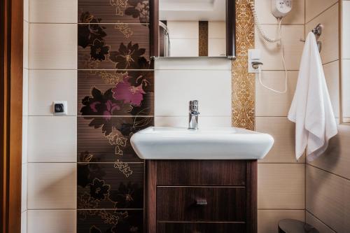扎科帕内Apartament pod Nosalem的浴室配有白色水槽和卫生间。