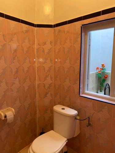西迪伊夫尼Panorama guest house的一间带卫生间和窗户的浴室