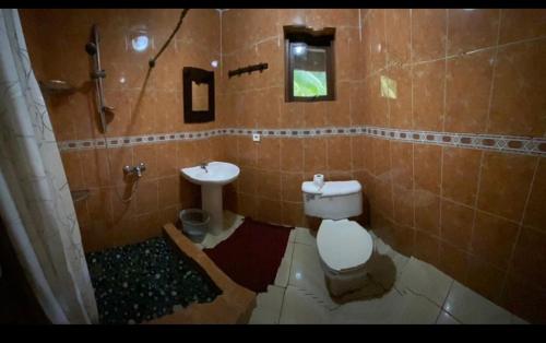 OpoaCHEZ TAUA maison isolée pas de wifi ni bus的一间带卫生间和水槽的浴室