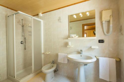 罗卡皮耶托雷艾塞雷早餐酒店的一间带水槽、淋浴和卫生间的浴室