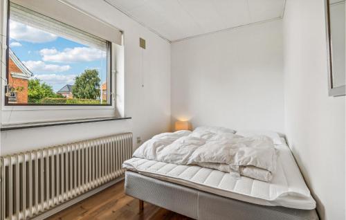 霍耶Nice Home In Hjer With House A Panoramic View的白色的卧室设有床和窗户